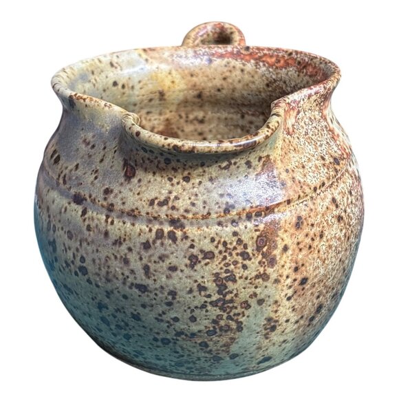 VTG Stoneware Syrup Small Pitcher By Artist Mayfield Handcrafted Michigan - Picture 2 of 9